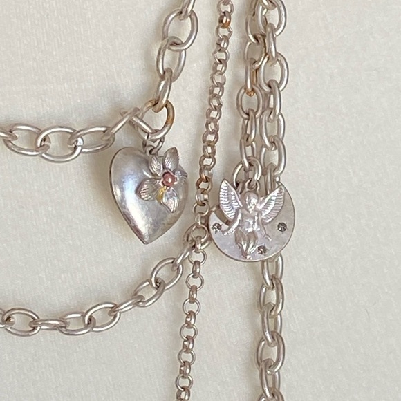 Silver Boho 4 Strand Large Charm Necklace - Picture 6 of 9